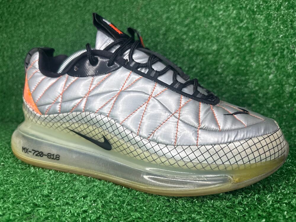 Nike Air MX 720-818 Metallic Silver Black Orange BV5841-001 Sneaker Size 10